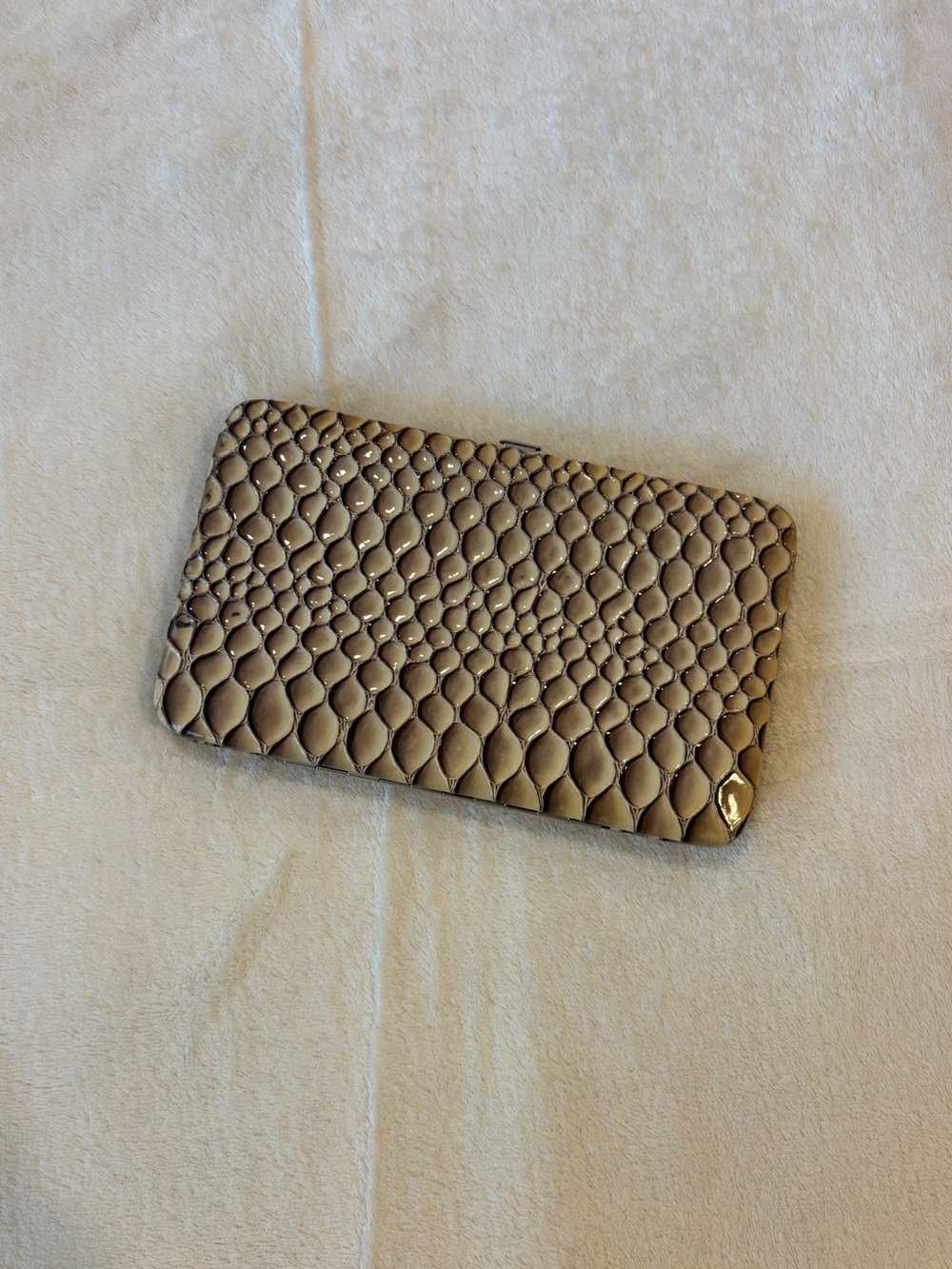 Tan & brown snakeskin textured wallet